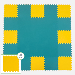 Коврик конструктор для игр и ползания "Жу-Жу", 25 клеток 260 мм, салатово-желтый