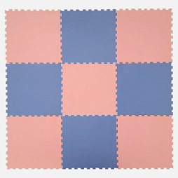 Коврик конструктор для игр и ползания "Жу-Жу", 9 клеток 390 мм, розово-голубой