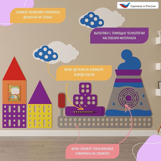 Элемент настенной панели "Котельная-градирня и шлагбаум", мягкий полимер