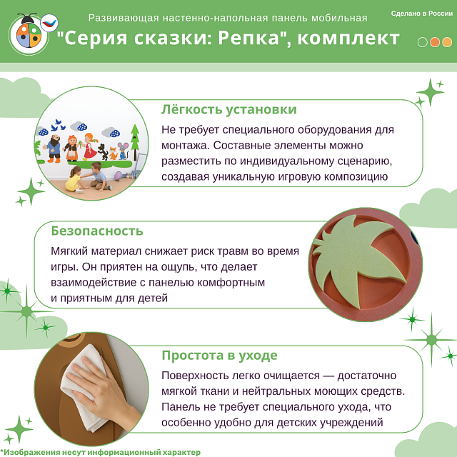 Развивающая настенная панель мобильная "Серия сказки: Репка", комплект