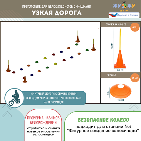 Препятствие для велосипедистов "Узкая дорога", набор фишек