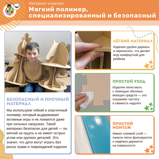 Развивающая настенная панель мобильная "Город", мягкий полимер