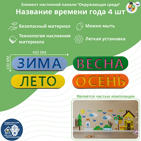 Элемент настенной панели "Название времени года 4 шт", мягкий полимер