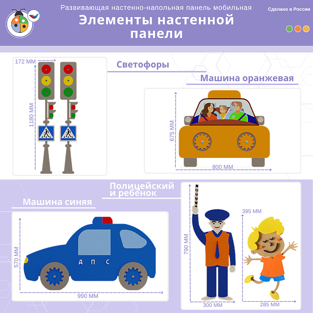 Развивающая настенная панель мобильная "ПДД" мини, комплект