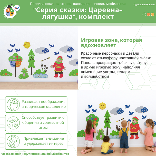 Развивающая настенная панель мобильная "Серия сказки: Царевна-лягушка", комплект