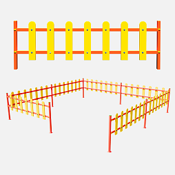 Ограждение, цвет: желтый, форма плашек округлые (7 секций с боковым входом)