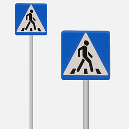 Знак дорожный "Пешеходный переход" 5.19.1 на столбе стационарный светоотражающий