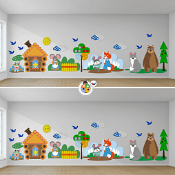 Развивающая настенная панель мобильная "Серия сказки: Теремок", комплект