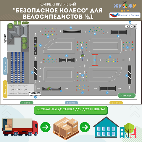 Комплект препятствий "Безопасное колесо" для велосипедистов №1 