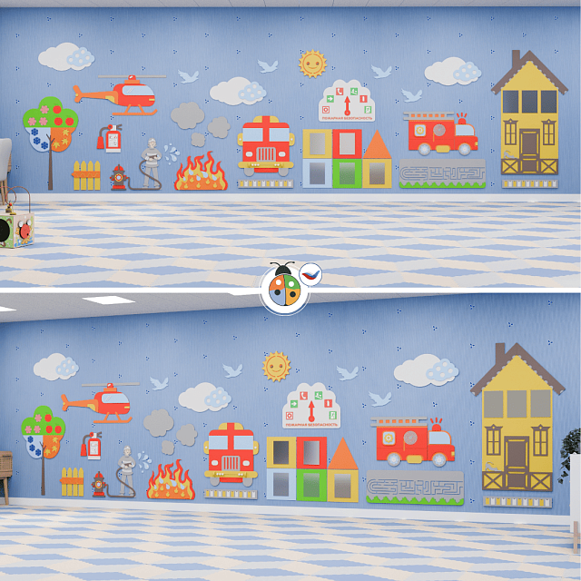 Развивающая настенная панель мобильная "Пожарная безопасность", комплект