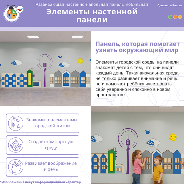 Развивающая настенная панель мобильная "Городские мотивы", комплект