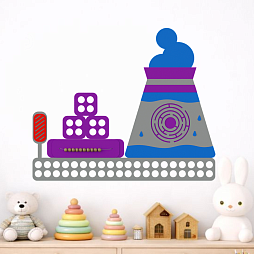 Элемент настенной панели "Котельная-градирня и шлагбаум", мягкий полимер