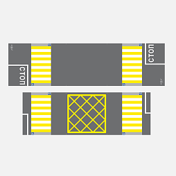 Имитация четырехстороннего перекрестка 5500 х 4500 мм с разметкой