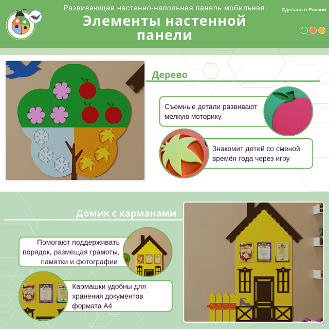 Развивающая настенная панель мобильная "Окружающая среда" миди, мягкий полимер