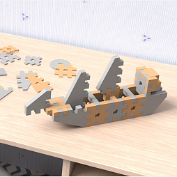 Мегаконструктор мягкий "Инженер" 256 деталей, Жу-Жу (беж-сер)