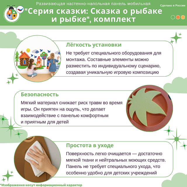 Развивающая настенная панель мобильная "Серия сказки: Сказка о рыбаке и рыбке", комплект