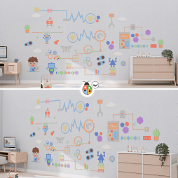 Настенная панель мобильная "Робототехника" с интерактивными элементами