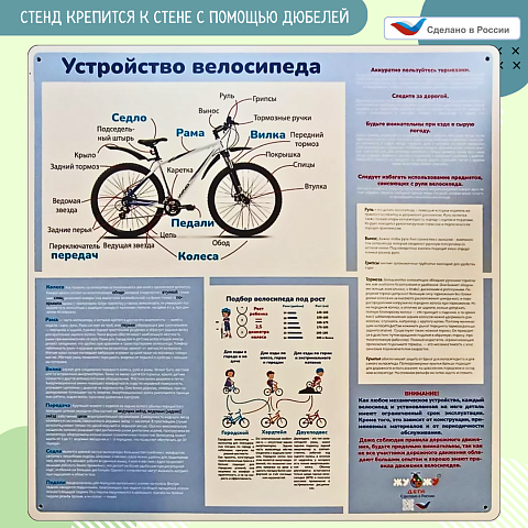 Стенд настенный "Устройство велосипеда", ПВХ