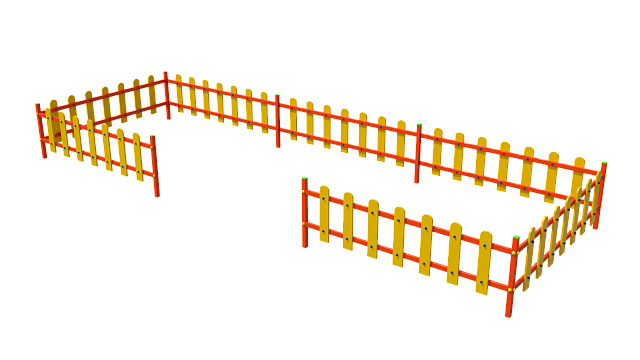 Ограждение, цвет: желтый, форма плашек округлые (7 секций  с центральным входом)  