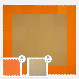 Коврик конструктор детский "Жу-Жу", 36 клеток 260 мм и 390 мм, бежево-оранжевый