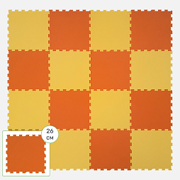 Коврик конструктор для игр и ползания "Жу-Жу", 16 клеток 260 мм, желто-оранжевый