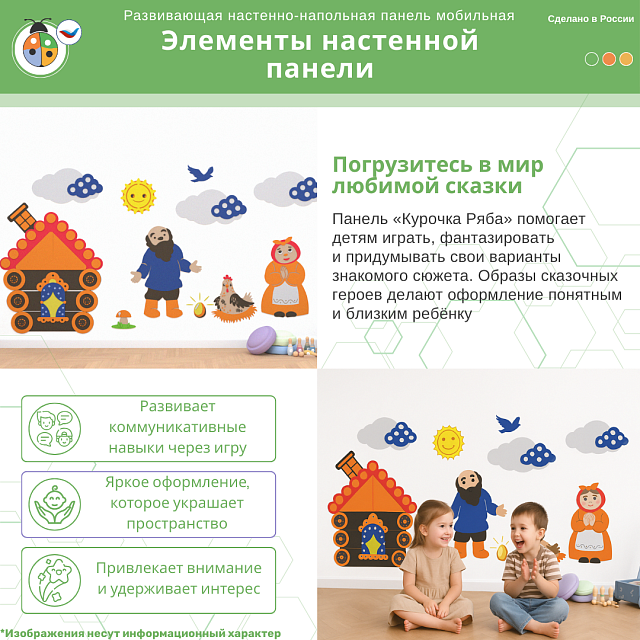 Развивающая настенная панель мобильная "Серия сказки: Курочка-Ряба" комплект