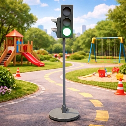 Электрифицированная модель транспортного и пешеходного светофоров на стойке и основании Зарница 