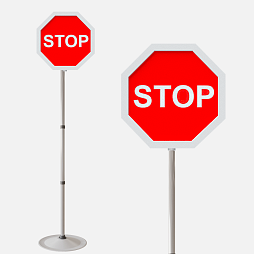 Знак дорожный "Движение без остановки запрещено" ПВХ 2.5  на стойке с основанием светоотражающий