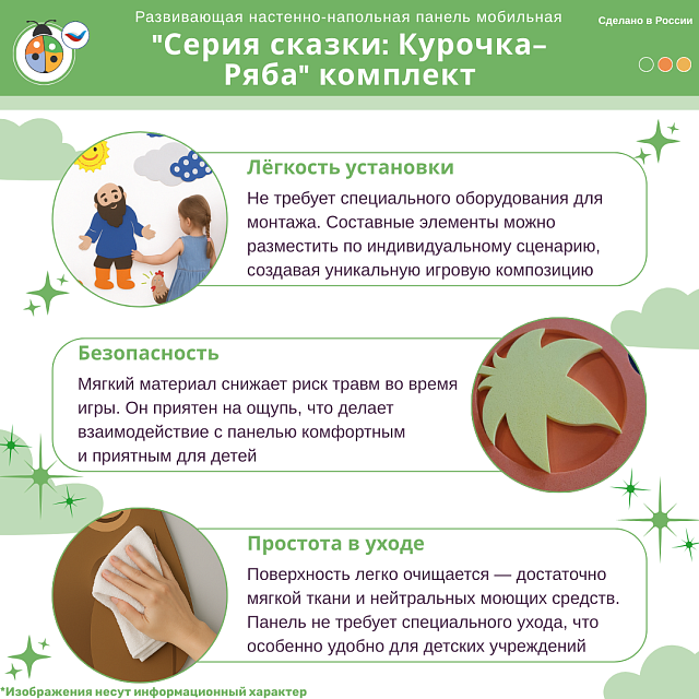 Развивающая настенная панель мобильная "Серия сказки: Курочка-Ряба" комплект