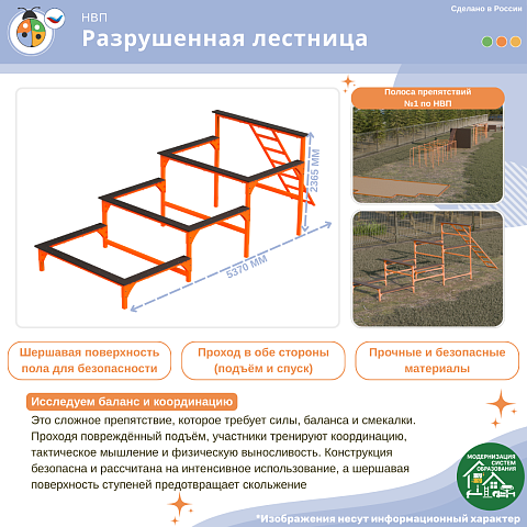 Уличное препятствие для НВП и ОБЖ: "Разрушенная лестница"