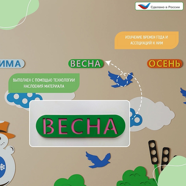 Элемент настенной панели табличка "Весна", мягкий полимер
