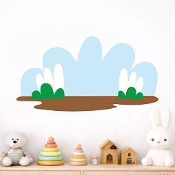 Элемент настенной панели "Теремок" Лужайка с кустами  (Фон для зайца и лисы)