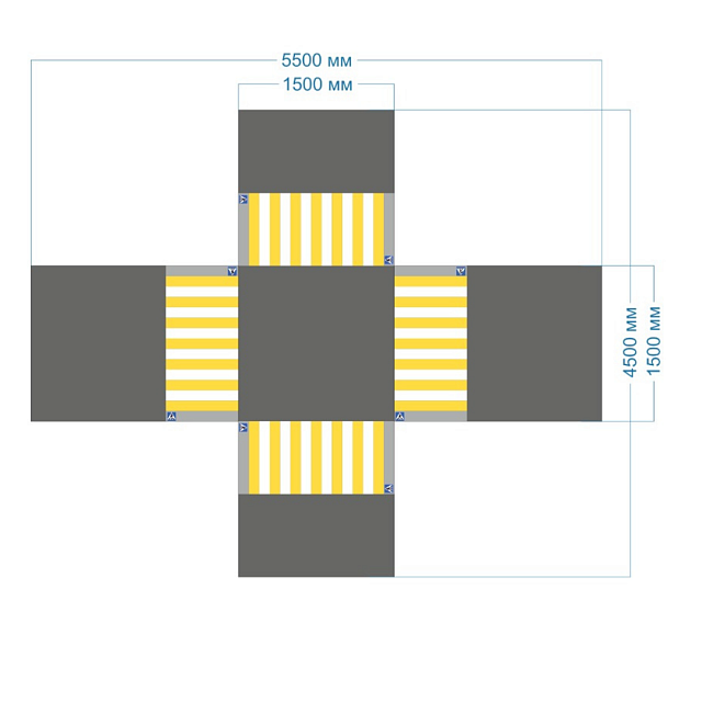 Имитация четырехстороннего перекрестка 5500 х 4500 мм