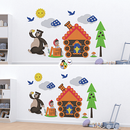 Развивающая настенная панель мобильная "Серия сказки: Маша и Медведь" комплект