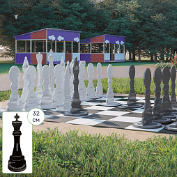 Шахматные фигуры Жу-Жу напольные "Малые", король 320 мм (бело-серые) 32 шт