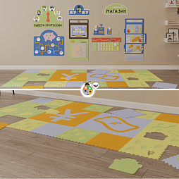 Настенная развивающая панель "Финансовая грамотность" с ковриком