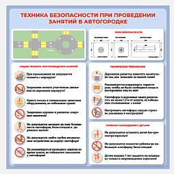 Стенд настенный "План-схема и техника безопасности при проведении занятий в автогородке" 780*780 мм