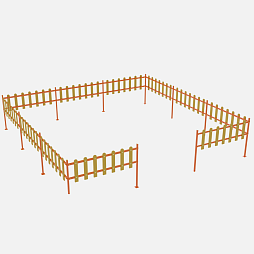 Ограждение, цвет: желтый, форма плашек округлые (11 секций) стандартное