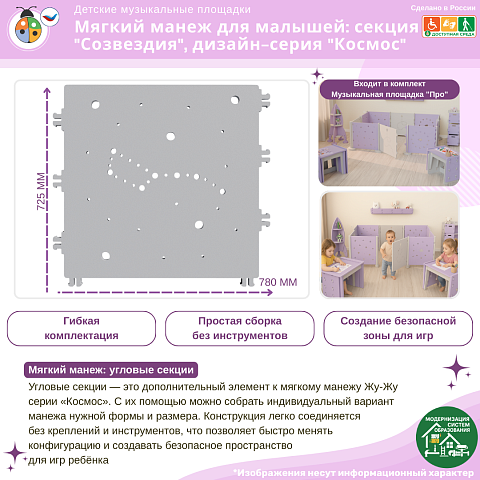 Мягкий манеж для малышей: секция "Созвездия", дизайн-серия "Космос"