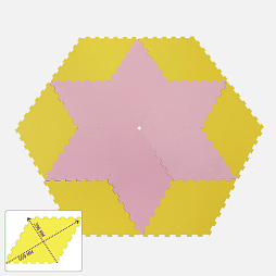 Коврик конструктор для игр и ползания Жу-Жу, 12 клеток "Ромб", желто-розовый