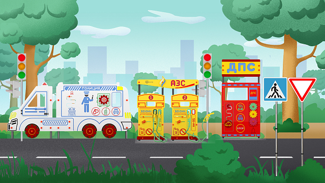 Зона ПДД с электропроводкой Автомобильная тематика