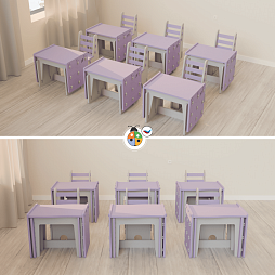 Комплект мягкой сборной мебели Жу-Жу для класса растущий, дизайн серия «Космос»