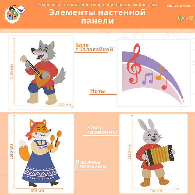 Настенная развивающая панель мобильная “Музыканты”