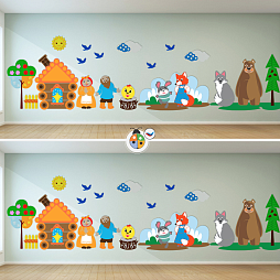 Развивающая настенная панель мобильная "Серия сказки: Колобок", комплект