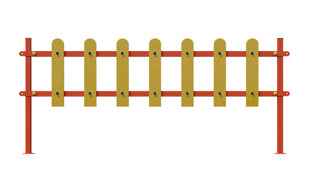 Ограждение, цвет: желтый, форма плашек округлые (7 секций  с центральным входом)  