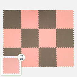 Коврик конструктор для игр и ползания "Жу-Жу", 12 клеток 390 мм, розово-серый