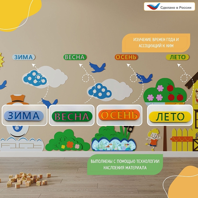 Элемент настенной панели "Название времени года 4 шт", мягкий полимер