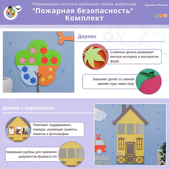 Развивающая настенная панель мобильная "Пожарная безопасность", комплект