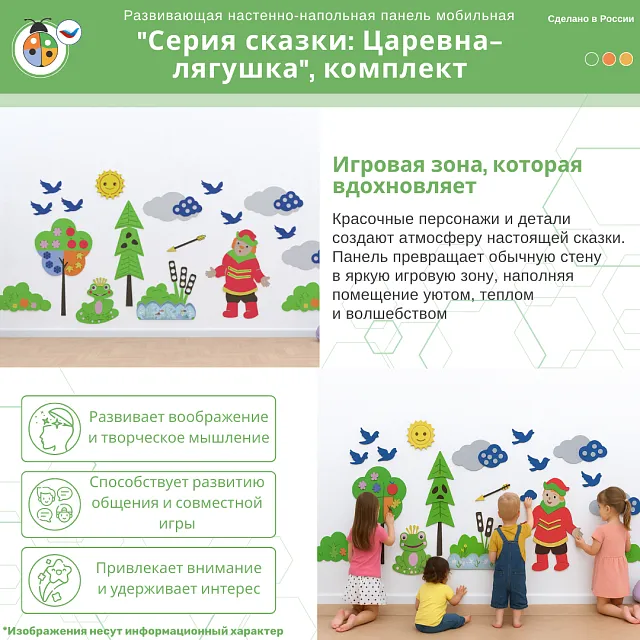 Развивающая настенная панель мобильная "Серия сказки: Царевна-лягушка", комплект