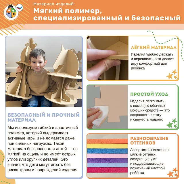 Развивающая настенная панель мобильная "Серия сказки: Колобок", комплект